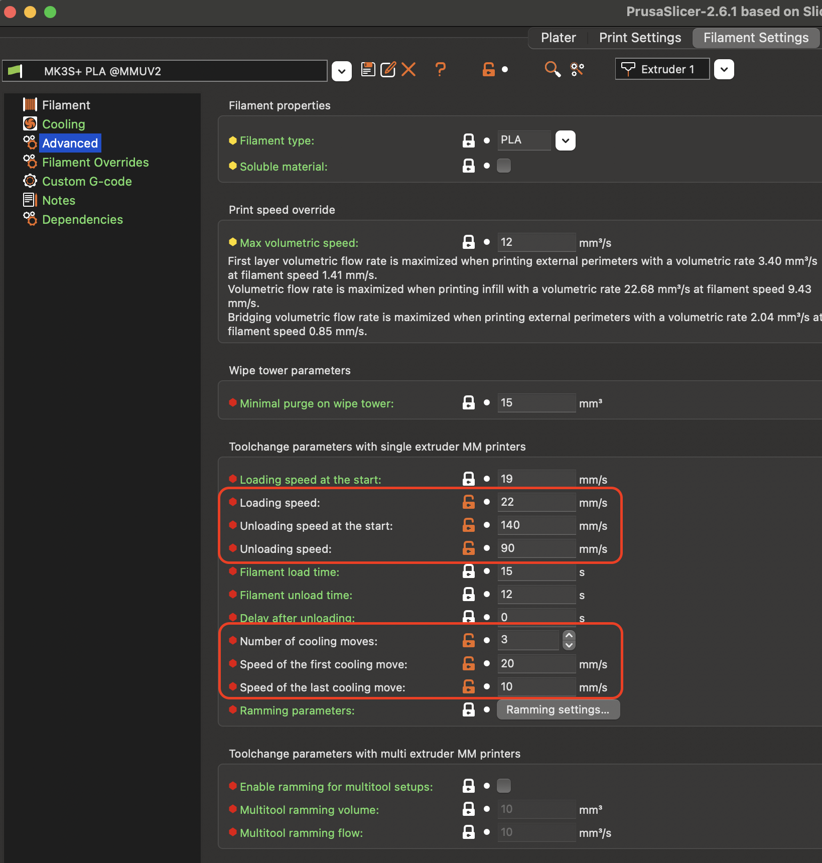 PrusaSlicer MMU Settings